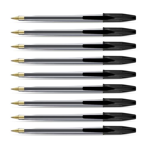 G4GADGET Nice Style Pack of 25 - Medium Tip Fluent Smooth Writing Black Biro Ballpoint Pens
