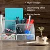 Office Storage Mesh Desk Organiser with Sliding Drawer, Household Item Storage, Five Compartments and Upright Sections, Space-Saving Functionality