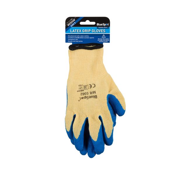 Blue Spot Tools 23000 Latex Grip Gloves (Medium)