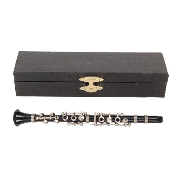 OKOVO 13cm Mini Clarinet Mould,Simulated Miniature Clarinet Musical Instrument With Stand And Case Dollhouse Decoration,for Christmas Home Decoration
