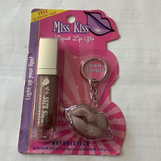 Naturistics Miss Kiss 1861Q-06 Liquid Lip Glo-Bombshell with Lip Gloss Key Chain