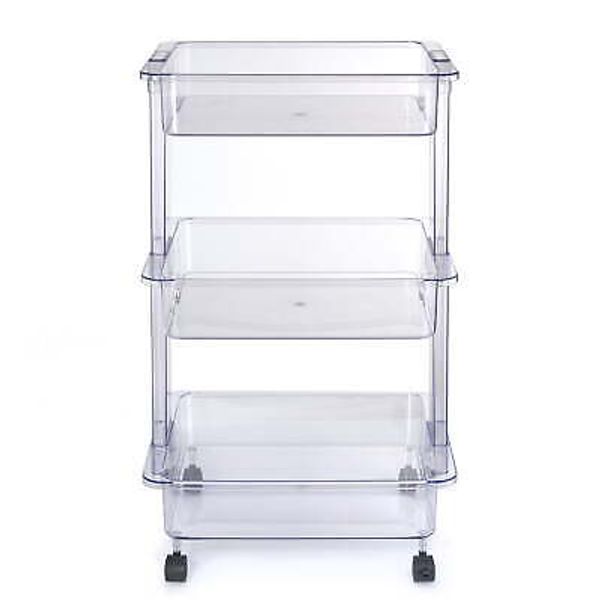 Mainstays 3 Tier Plastic Clear Utility Storage Cart, Adult Size