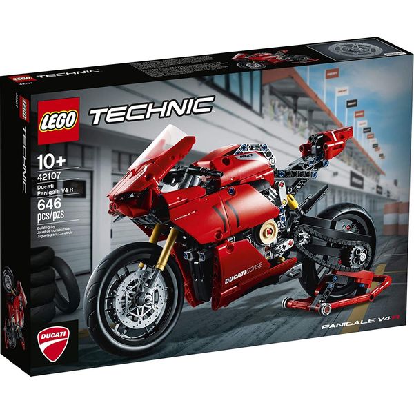 LEGO Technic Ducati Panigale V4 R Motorcycle 42107 Building Set - Collectible Superbike Display Model Kit with Gearbox and Working Suspension, Fun for Adults, and Motorcycle Enthusiasts