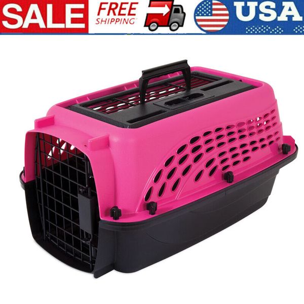 19"L 2-Door Top Load Pet Dog Kennel Outdoor Portable Heavy Duty US