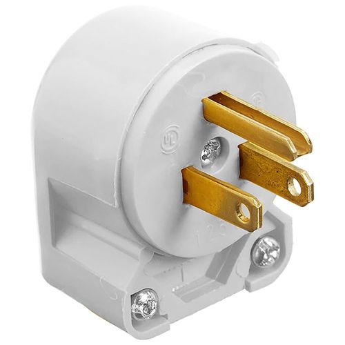 Legrand Pass & Seymour 4867ANWCC10 15 Amp 125V Medium Duty Nylon Angle Plug, NEMA 5-15P, White (1 Count)