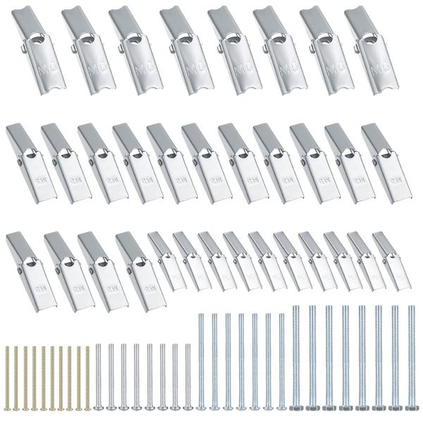 Wing Spring Toggle Bolt with Screws, 34 Pcs Plasterboard Hollow Drywall Wall Fixings Wing Nuts Drywall Anchors with Machine Screws Assortment Kit for Plasterboard Fixings - M3/M5/M6, 4 Sizes