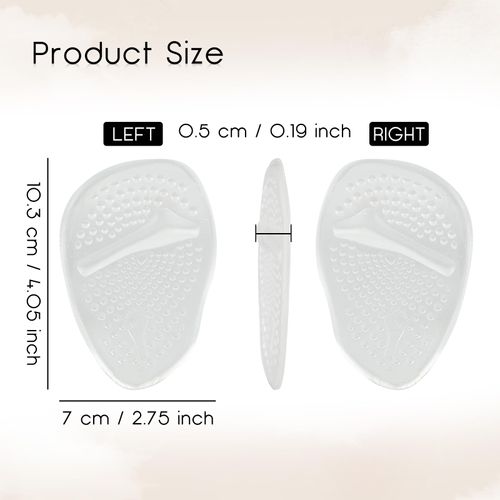 Feelorna 2 Pairs Ball of Foot Cushions for Women Men, Premium Soft Silicone Metatarsal Pads Non Slip Reusable High Heel Cushion Shoe Pads for Foot Pain Relief and Comfort (Transparent, One Size)