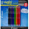 Pilot FriXion Clicker Fine 0.7mm Assorted Inks, 8 Erasable Gel Pens