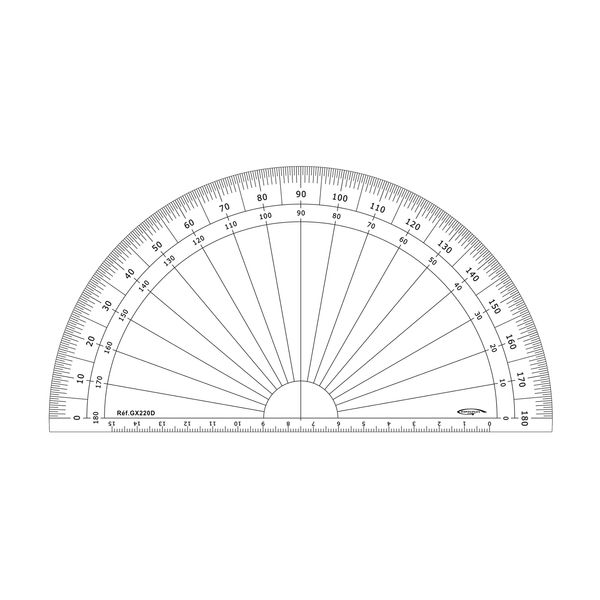 GX220D Grad-Winkelmesser (1/2-Kreis, Transparent