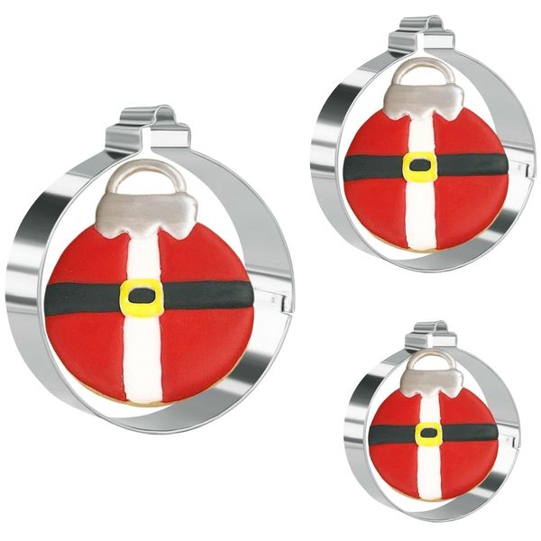 Keepaty 3 Pieces Christmas Ornament Cookie Cutters Set Stainless Steel Different Sizes Light Cookie Cutters for Baking