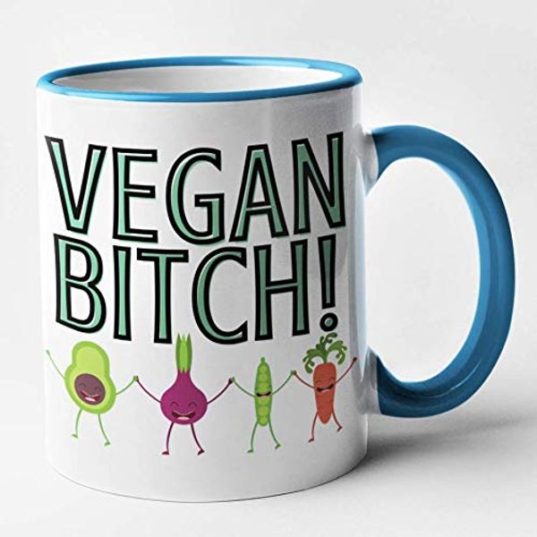Funny Rude Vegan Mug - Vegan Bitch Mug (Blue)
