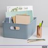 Superio 15L Medium Ribbed Storage Bin- Plastic Storage Bin  (4 Pack, Stone Blue)