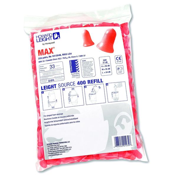 Howard Leight Maximum MXM-LS4-REFILL Dispenser Refill Contoured Bell 200 Pair - 1 Each