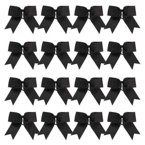 Cheer Bows 6 Inch Ponytail Holder Hair Tie 16 Pcs Hair Bow Cheerleader Bows Hair Tie (Black)