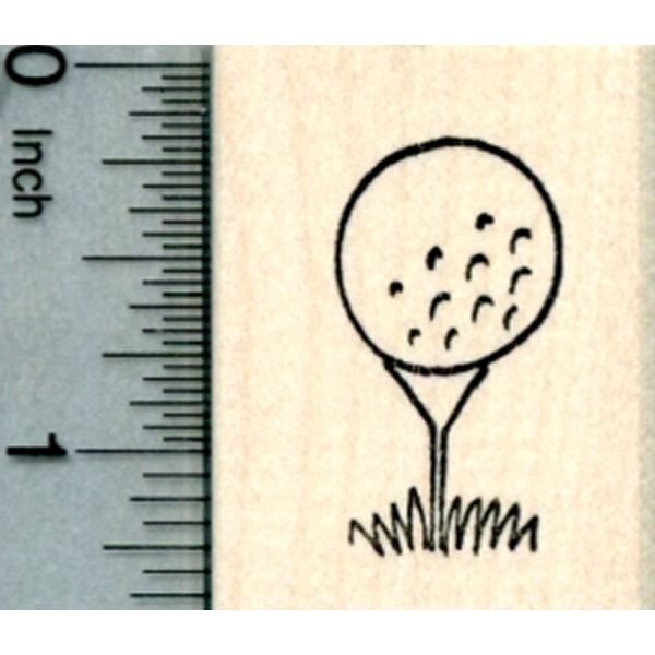Golf Ball Rubber Stamp, on Tee