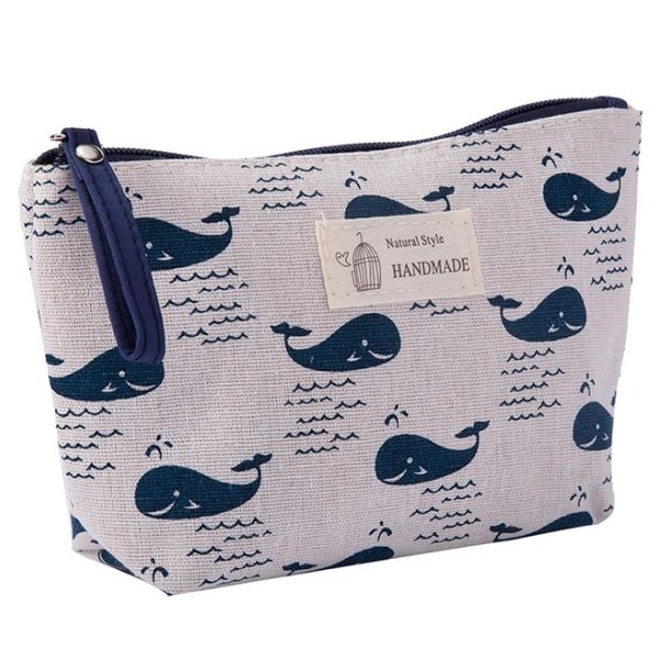 fogman Makeup Pouch, Cute, Lightweight, Stylish, Compact, Natural, Animal, Gusset: 2.6 inches (6.5 cm), Whale