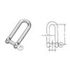 5mm STAINLESS STEEL 316 (A4) Long D shackle Pack Size : 2