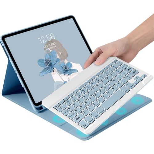 YEEHi Color Keyboard for Galaxy Tab S6 Lite 10.4 inch 2024/2022/2020 Keyboard Case Cute Detachable Removable Wireless Bluetooth Keyboard Cover,Mist Blue