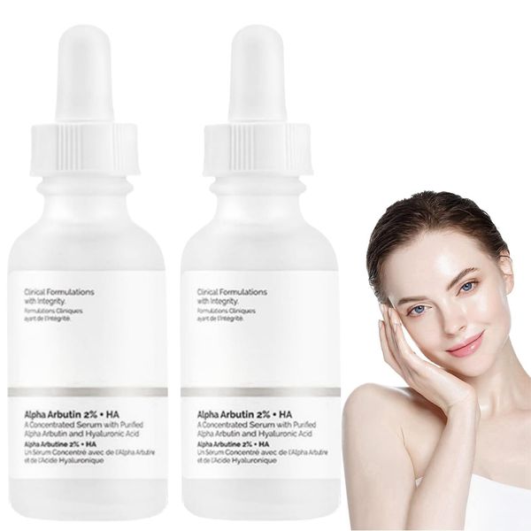 2PCS Alpha Arbutin 2% + Hyaluronic Acid,Alpha Arbutin Serum for Face,Hyaluronic Acid Serum Dark Spots Removal,Anti Aging Serum for Women & Men Plump,Anti Wrinkle Serum Reduce Fine Lines,Smooth Skin