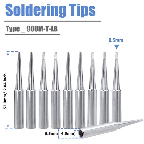 Mesee 10 Pieces Soldering Iron Tip Set, 900M Soldering Tips Replacement Fine Solder Gun Tips Welding Head Tool Accessory for Hakko, Radio Shack, TENMA, ATTEN, Quick, Aoyue, Yihua Solder Station