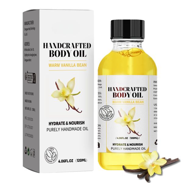 Vanilla Massage Oil for Skin, Vanilla Bean Body Massage Oil, Natural Massage Oil with Vanilla, Essential Oil for Dry Skin, Moisturizing body oil for Muscle Pain,Relaxing, Warming (One Size, Vanilla)