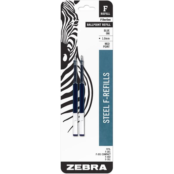 Zebra Pen F-Series Pen Refill - Blue - 2 / Pack