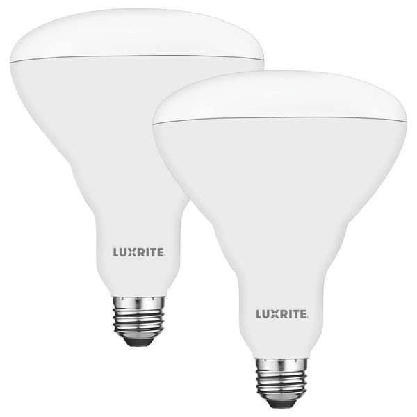 LUXRITE BR40 LED Light Bulbs, 85W Equivalent, 2700K Warm White, Dimmable, 1100 Lumens, LED Flood Light Bulb, 13W, E26 Medium Base, Indoor/Outdoor - Perfect for Office and Recessed Lighting (2 Pack)