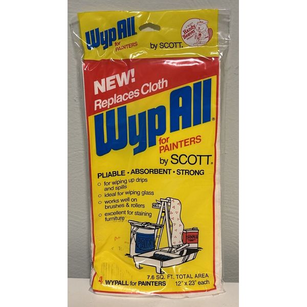 1985 Vintage WypAll for Painters by SCOTT Painting Drop Cloth 4 Pk Handy Beaver