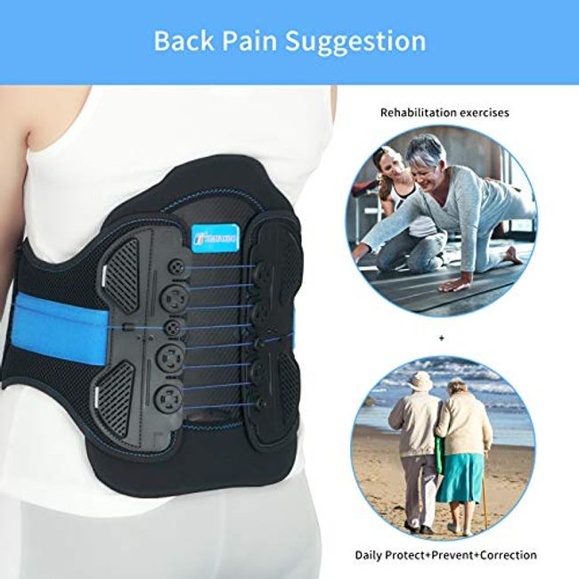 T TIMTAKBO Lower Back Brace W/Removable Lumbar Pad for Men Women Herniated  Disc,Sciatica,Scoliosis,Waist Pain Relief Lumbar Support Belt (Gray/Blue