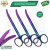 3 Pcs Northbent Suture Stitch Scissor curved 4.5" Rainbow Titanium Coating