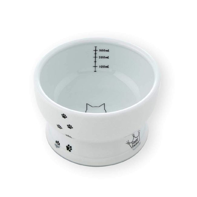 necoichi Happy Dining Cat Water Bowl with Stem, Regular, Cat Pattern, Anti-Slip Silicone