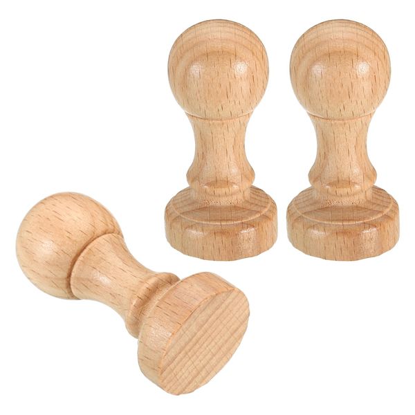 PATIKIL 30mm Stamp Wood Round Handle, 3 Pack Wooden Knobs Stamp Mounts Drawer Pulls for Stamp Making DIY Crafting Scrapbooking, Brown