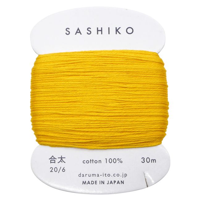 Dharma Sashiko Yarn, Card Roll, COL.204, Sunflower, Approx. 98.8 ft (30 m), 01-2410 Yellow