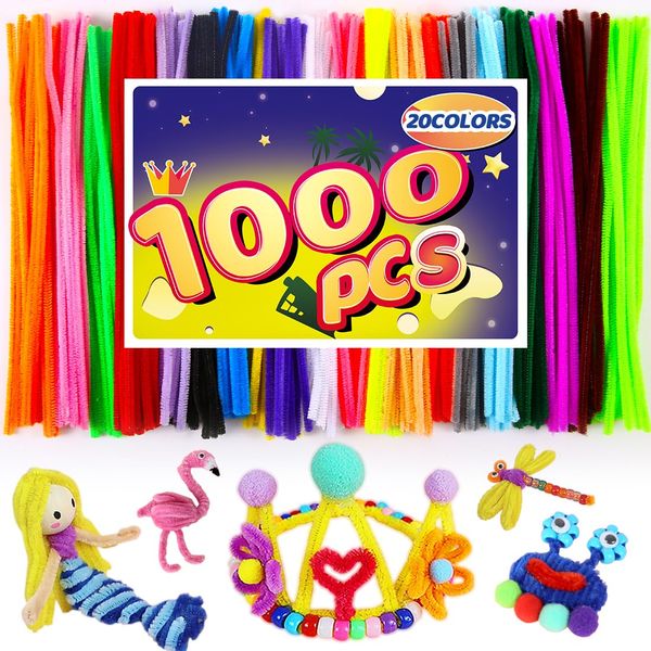 1000 Value Pack Craft Pipe Cleaners 20 Colors (Multi-Colored Chenille)…