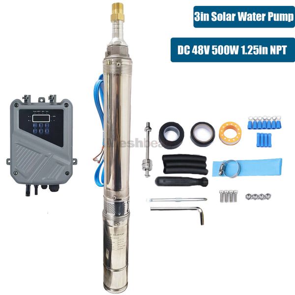 3" Solar Deep Well Pum Submersibl Pump Impeller DC 48V 500W  + MPPT Controller