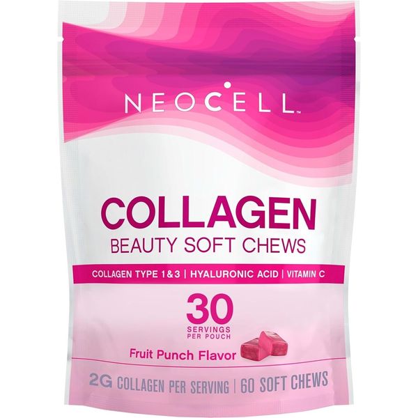 NeoCell Collagen Beauty Soft Chews Fruit Punch, Soft Chews, 60 Count, 1 Bag