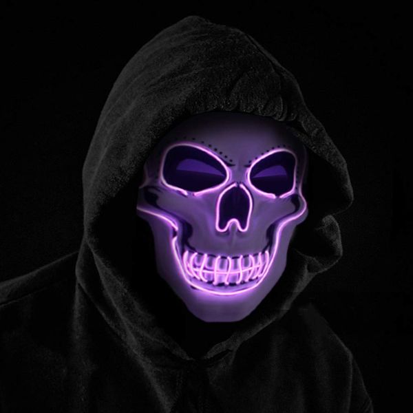 OceanWings Halloween Mask LED Light up Costumes Scary Mask for Party Supplies Favor (Purple)