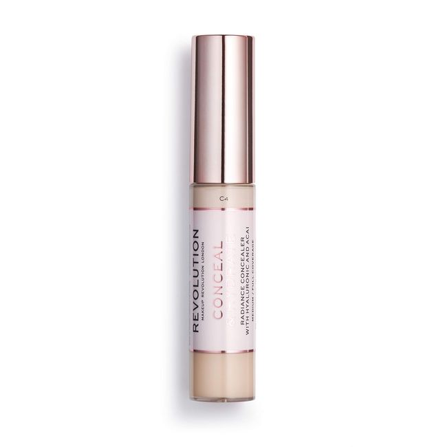 Makeup Revolution Conceal & Hydrate Concealer, Infused with Hyaluronic Acid, Dewy finish, C4 For Light Skin Tones, Vegan & Cruelty-Free, 0.45 fl.oz