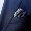 Eton SHIRTS - WHITE & NAVY GEOMETRIC PRINT SILK POCKET SQUARE