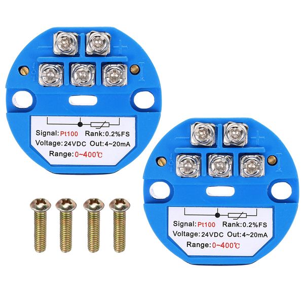 sourcing map 2pcs 0-400C RTD PT100 Temperature Sensor Transmitter Module 4-20MA DC24V Temperature Amplifier for Thermocouple, PLC Modules
