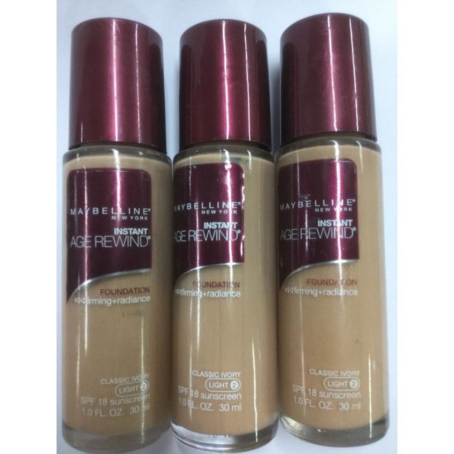 3 X Maybelline Instant Age Rewind Foundation CLASSIC IVORY (LIGHT-2) New,