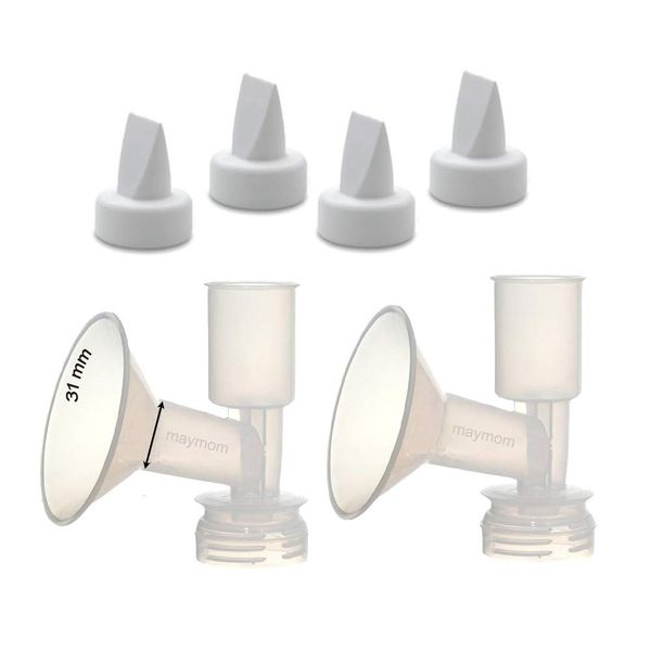 Maymom Large Replacement Flange Kit Compatible with Ameda Purely Yours, Ultra Breastpump, Flange 31 mm, with Duckbills; Made by Maymom