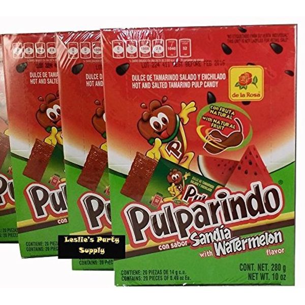 Pulparindo Hot and Salted Tamarind Pulp Candy with Watermelon Flavor, 20 ct box (Pack of 3)