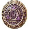 4 Year AA Medallion Cosmic Purple Glitter Gold Plated Chip