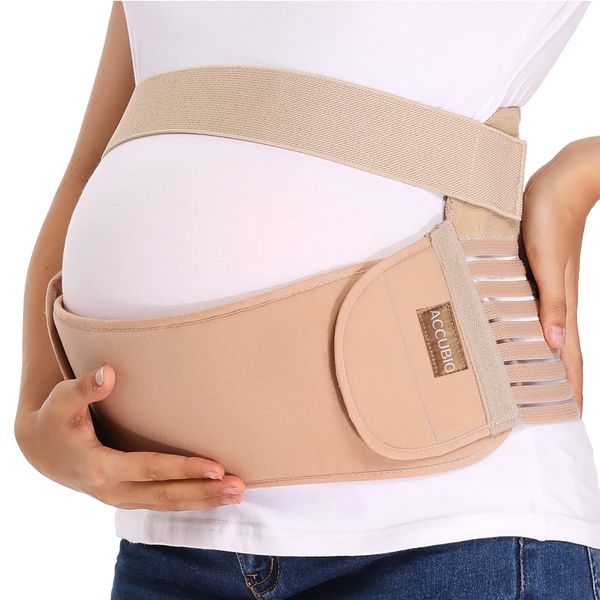 ACCUBIO Maternity Belly Band for Pregnant Women, Maternity Belt, Pregnancy Belly Support Band for Abdomen,Breathable and Adjustable Belly Brace, Relieve Waist and Back Pain (Large)