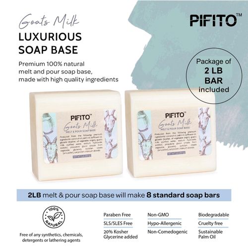 Pifito Goats Milk Melt and Pour Soap Base (2 lb) │ Premium 100% Natural Glycerin Soap Base │ Luxurious Soap Making Supplies