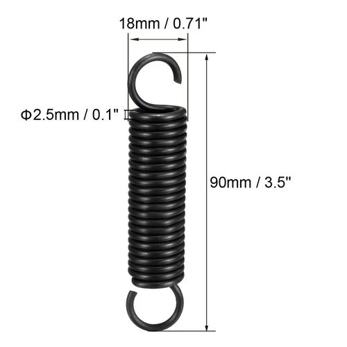sourcingmap Extension Spring - 2.5mm Wire Dia , 18mm OD , 90mm Free Length Spring Steel Small Dual Hook Tension Spring 2pcs