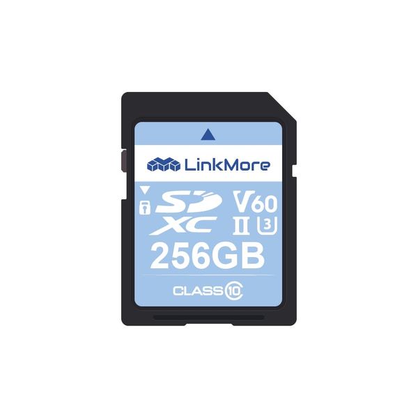 LinkMore XV26 256GB SDXC UHS-II Card UHS-II SD Card, C10, U3, V60, SD Card for Digital Camera, Drone Support 4K 8K Video, Camera Memory Cards up to 250MB/s Read Speed, 200MB/s Write Speed