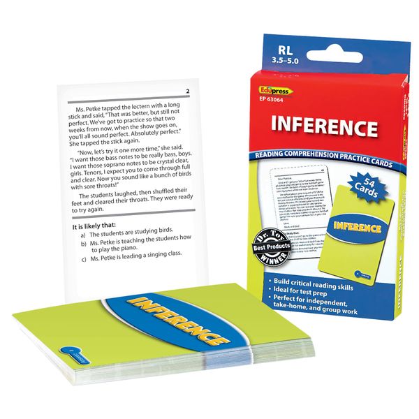 Edupress Reading Comprehension Practice Cards, Inference, Blue Level (EP63064) Medium