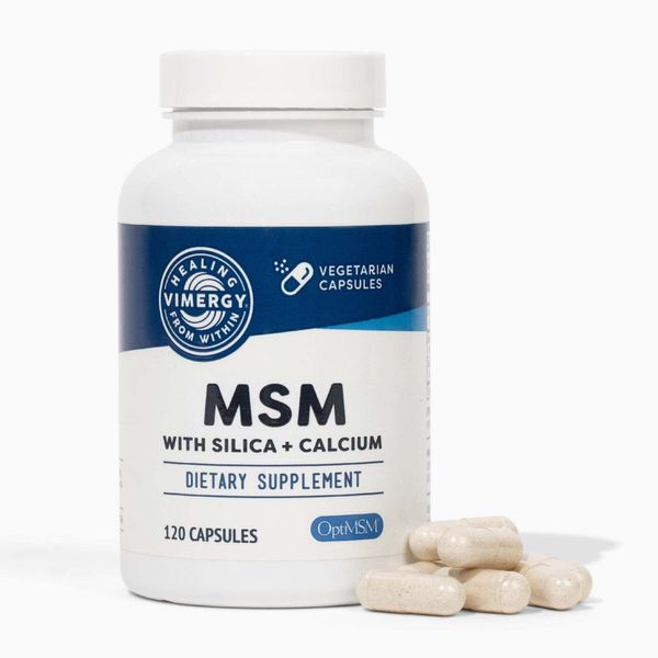 Vimergy MSM with Silica + Calcium Capsules, 120 Servings – Supports Bone Health